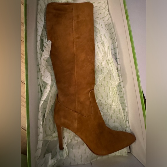 SAM EDELMAN OLENCIA WOMEN’S TAN / BROWN SUEDE TALL BOOTS SZ 7.5 with box - Picture 2 of 5